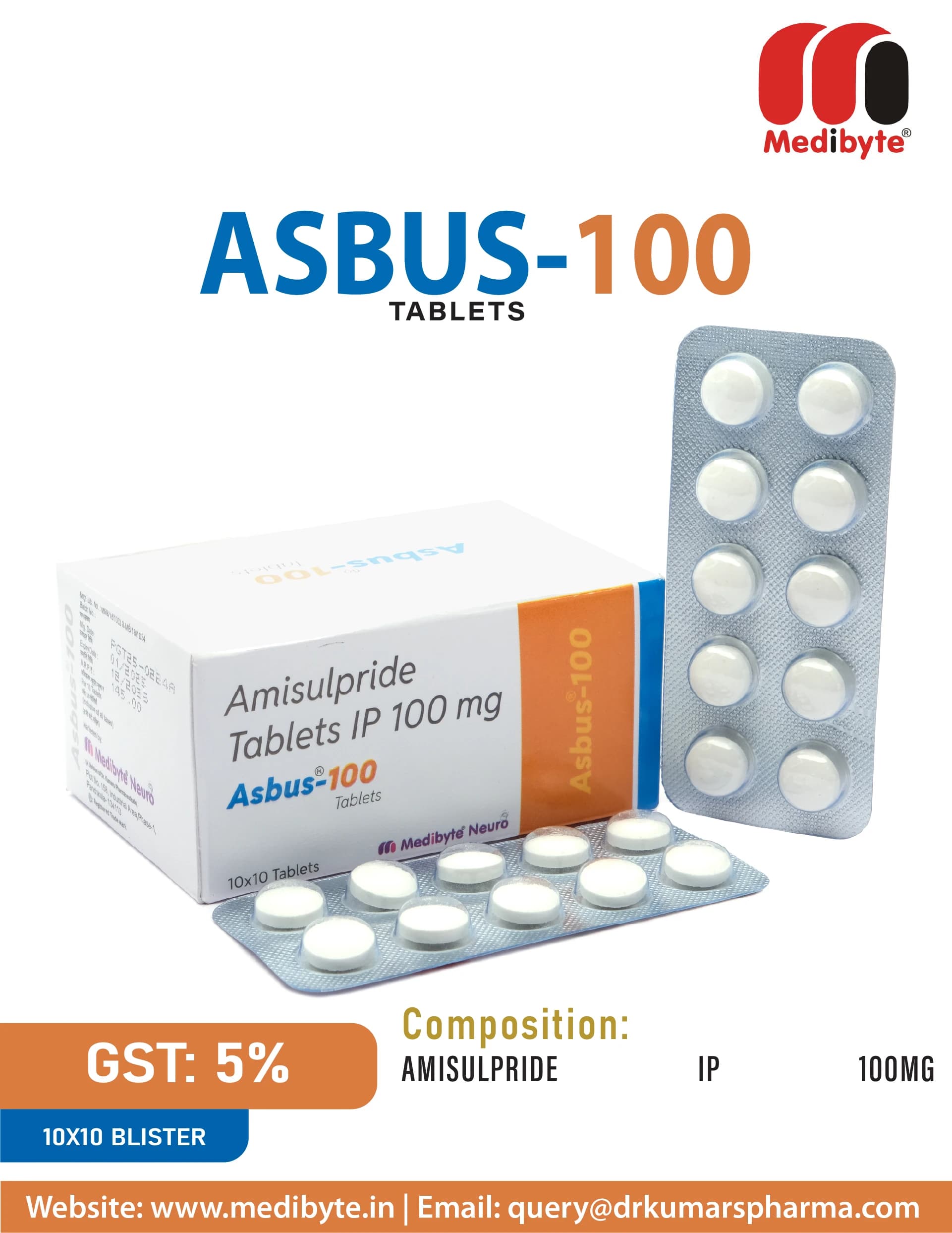 Asbus-100-Amisulpiride 100mg Tablet Tablets for PCD Franchise